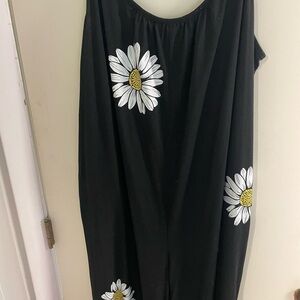 Black Dress with Daisy Print